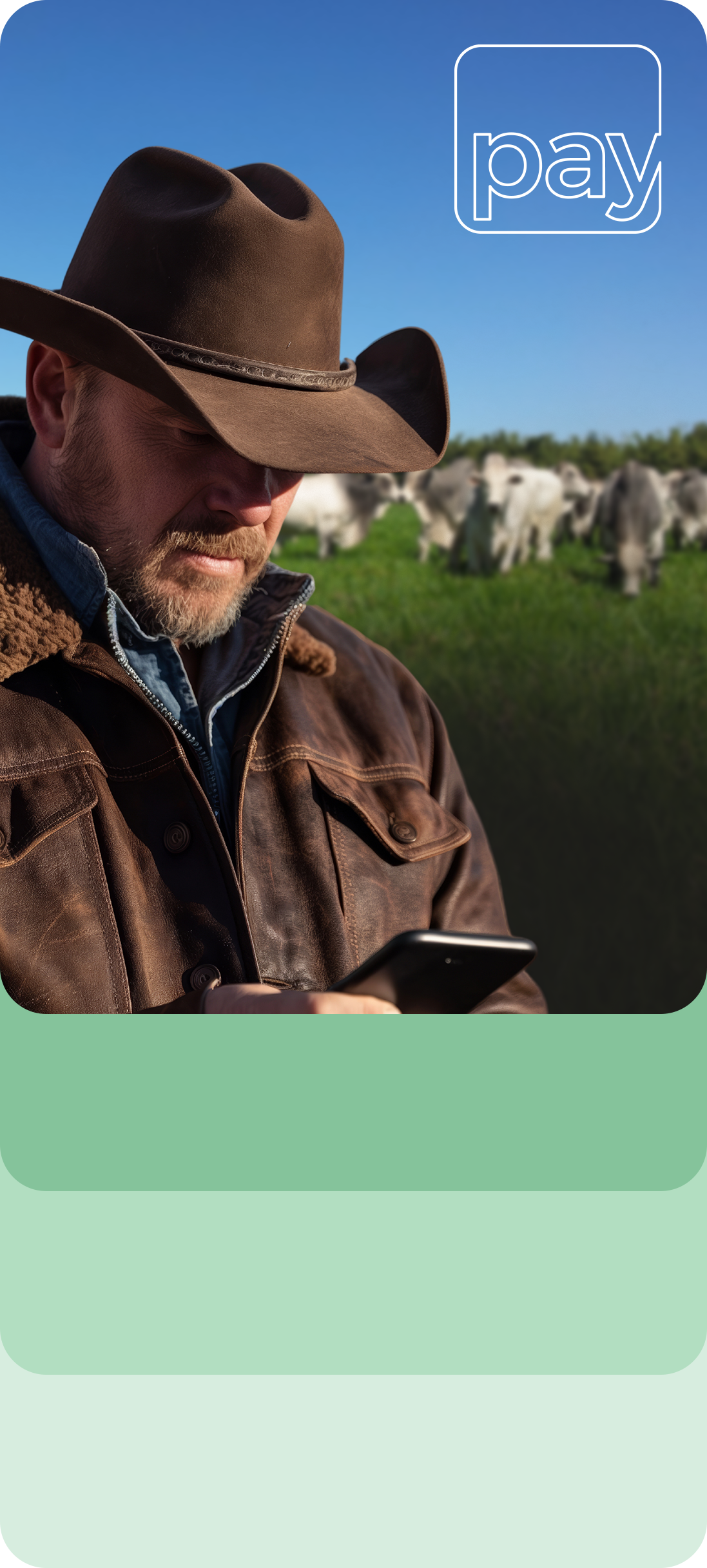 Pecuarista usando o eruralpay no celular